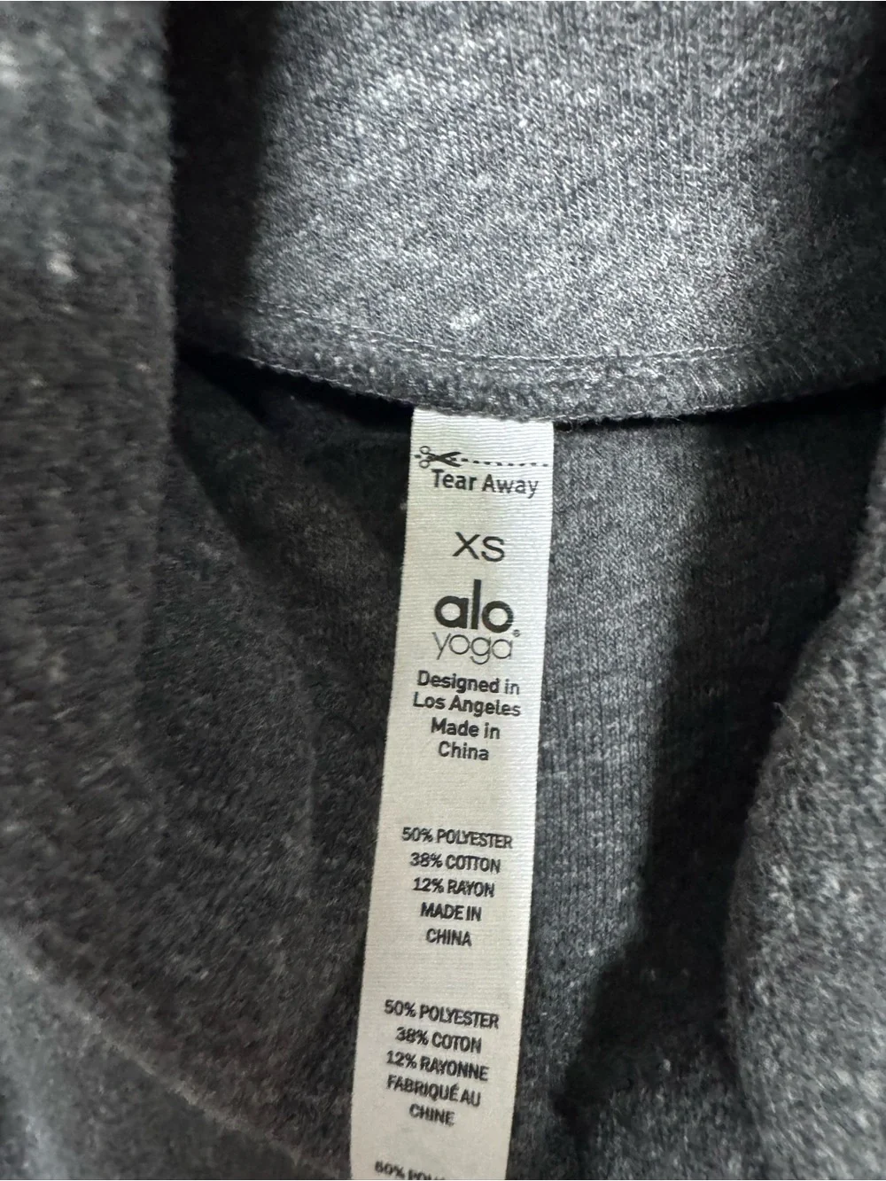 Alo Yoga Long Sleeve Cropped Turtleneck Top Women’s XS Heathered Charcoal